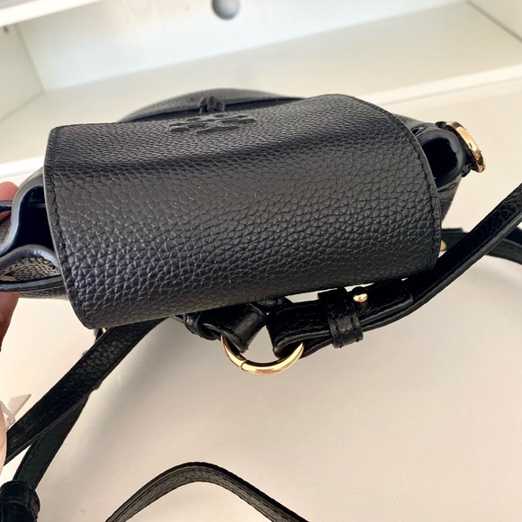 🏅🌈NEW🌈Tory Burch Thea Mini bucket backpack/shoulder bag/black/leather - Picture 7 of 14